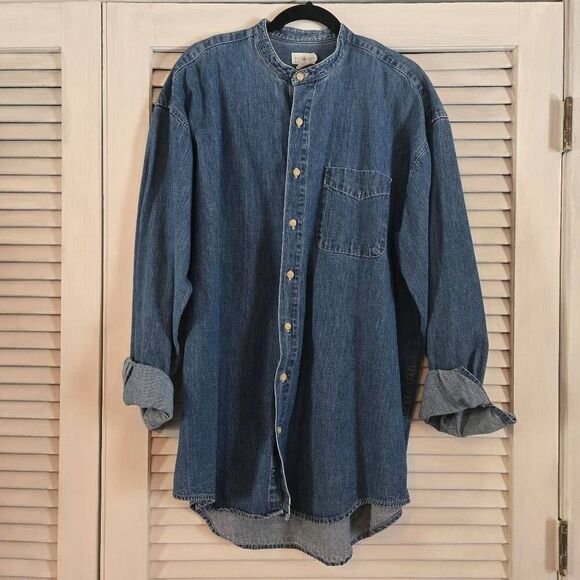 J Crew Denim Long Sleeve Button Up Shirt XLT - Picture 1 of 7